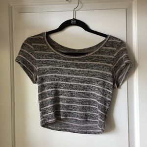 striped grey crop top
